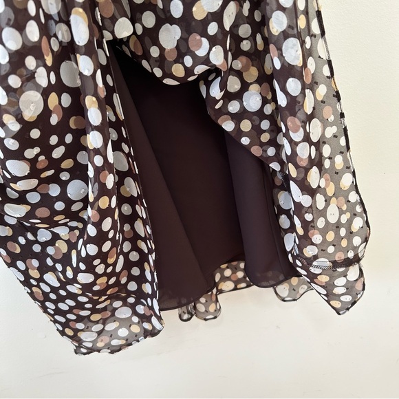 Adrianna Papell Dress Womens 16 Knee Length Brown Polka Dots V Neck Sleeveless - Picture 6 of 10